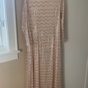 Bohme Sequin Long Sleeve Dress in Cream